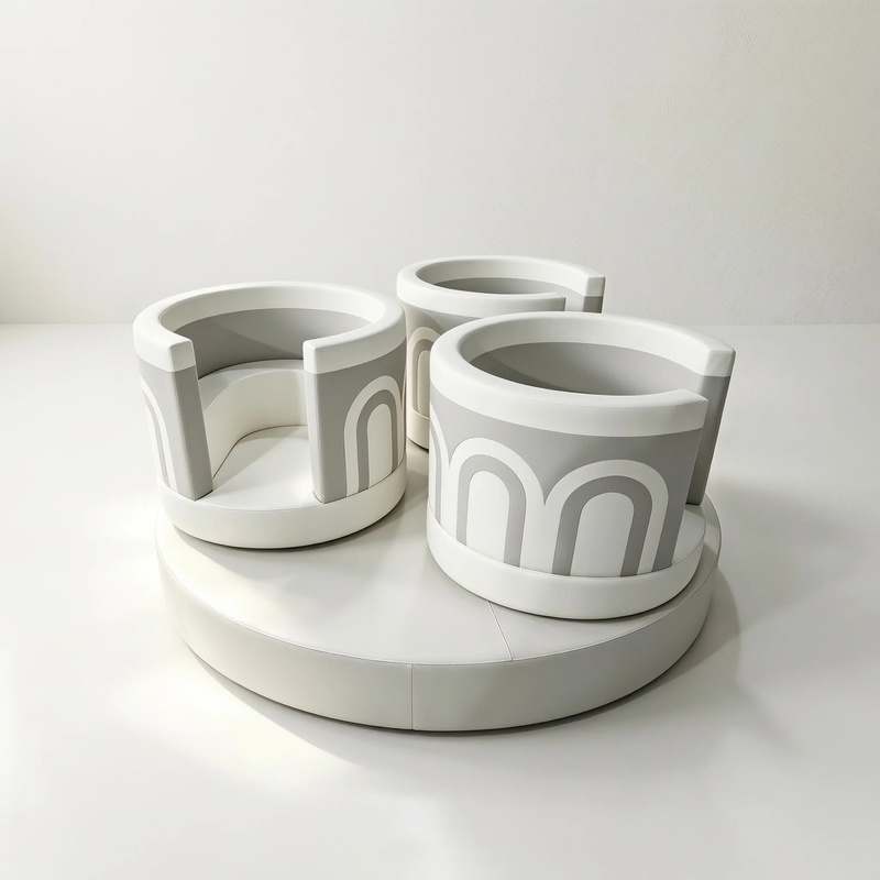 Kids Toys Rental - Grey Soft Play Cup Rotating Carousel