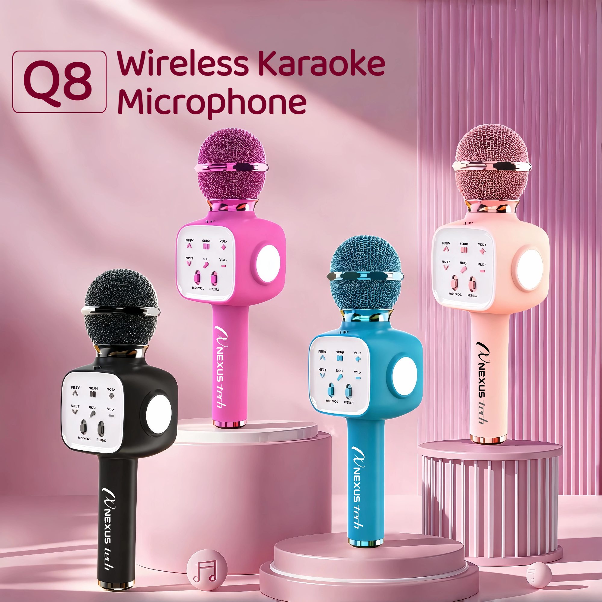 Kids Microphone Karaoke - Wireless Bluetooth 5.2 Karaoke Microphone Portable