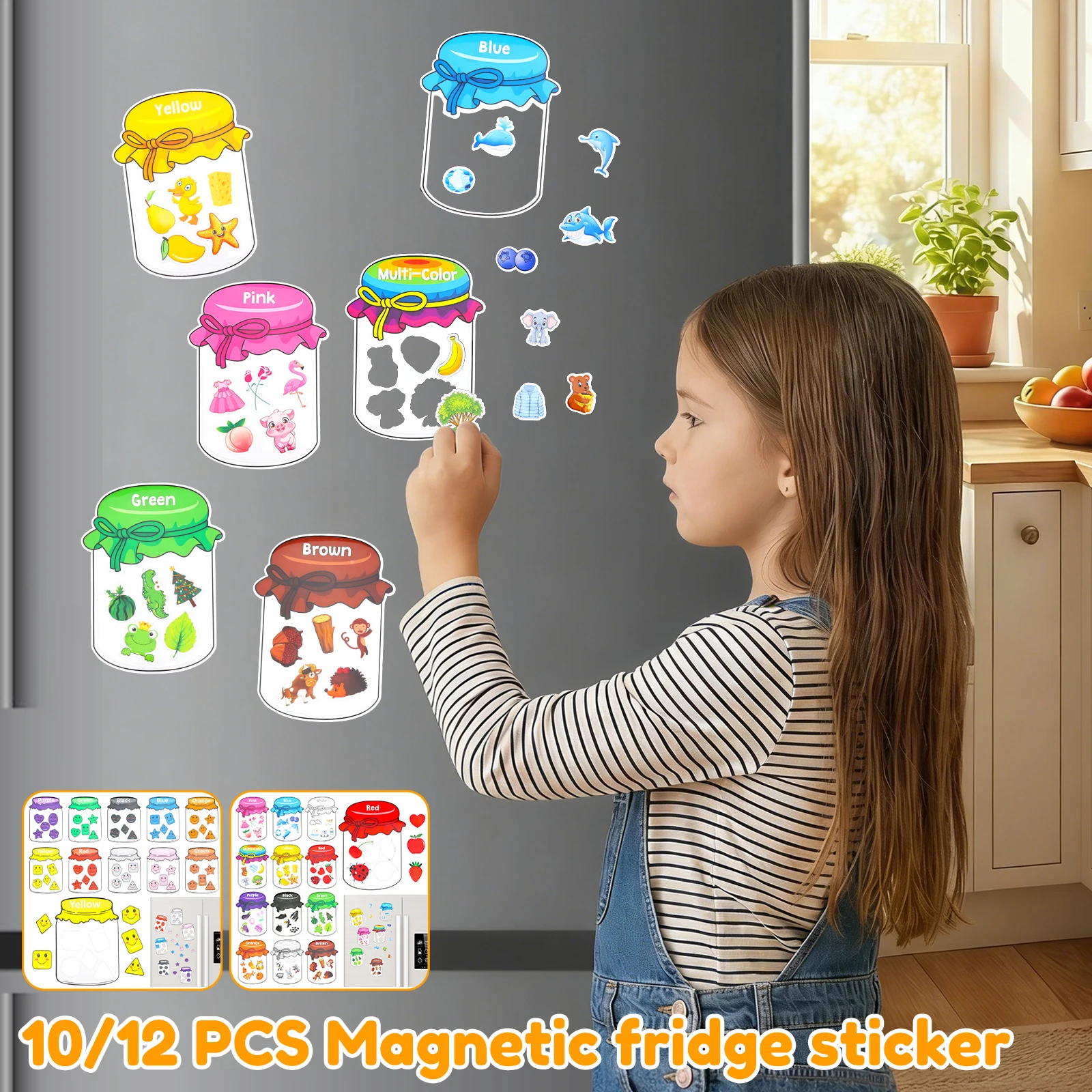 12/10Pcs Color Sorting Fridge  - đánh giá và giá Kids Toys 2 Year Old